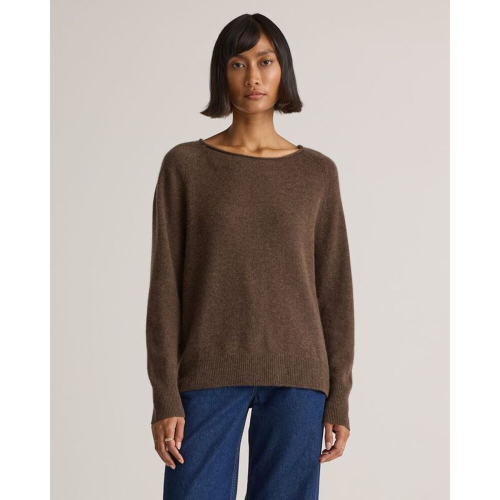 Quince Womens Mongolian Cashmere Boatneck Sweater Brown Sleeved Top XS